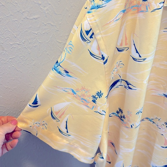 Crown & Ivy Yellow Blue Tropical Casual Shirt Button Down Front Men’s Size XXL - Picture 2 of 8